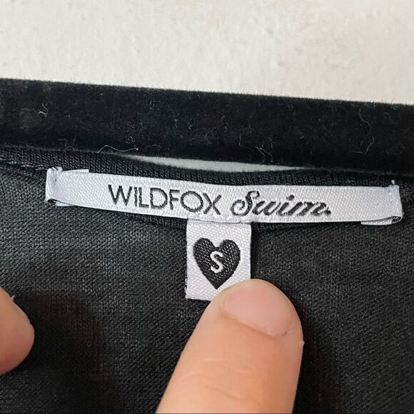 Wildfox Short Sleeve Top Twist Pop Fuzz Tulum Tunic Black - Picture 7 of 8